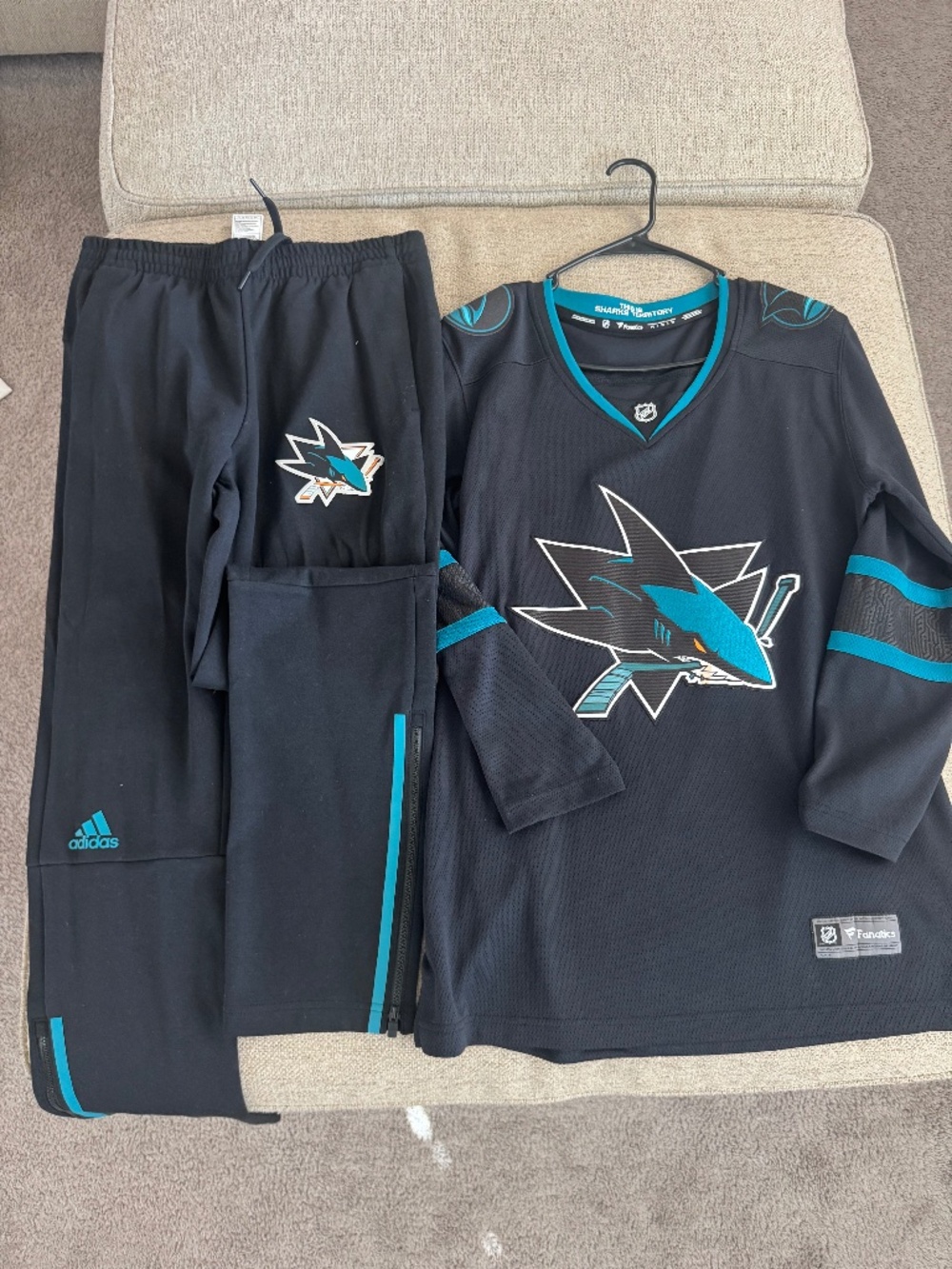 Official sharks jersey & adidas shark pants